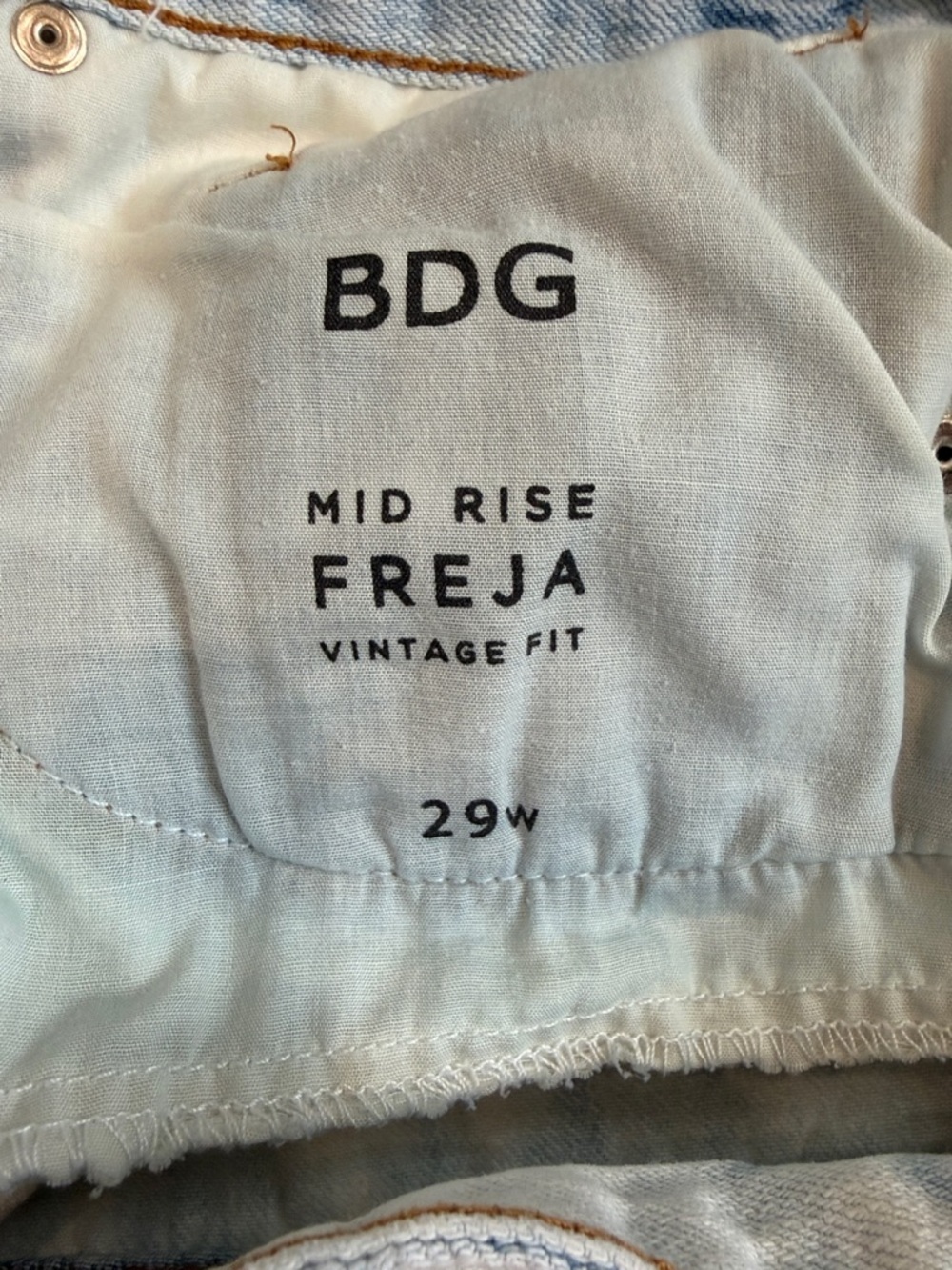 BDG Light Blue Studded Distressed Denim Shorts - Picture 3 of 3